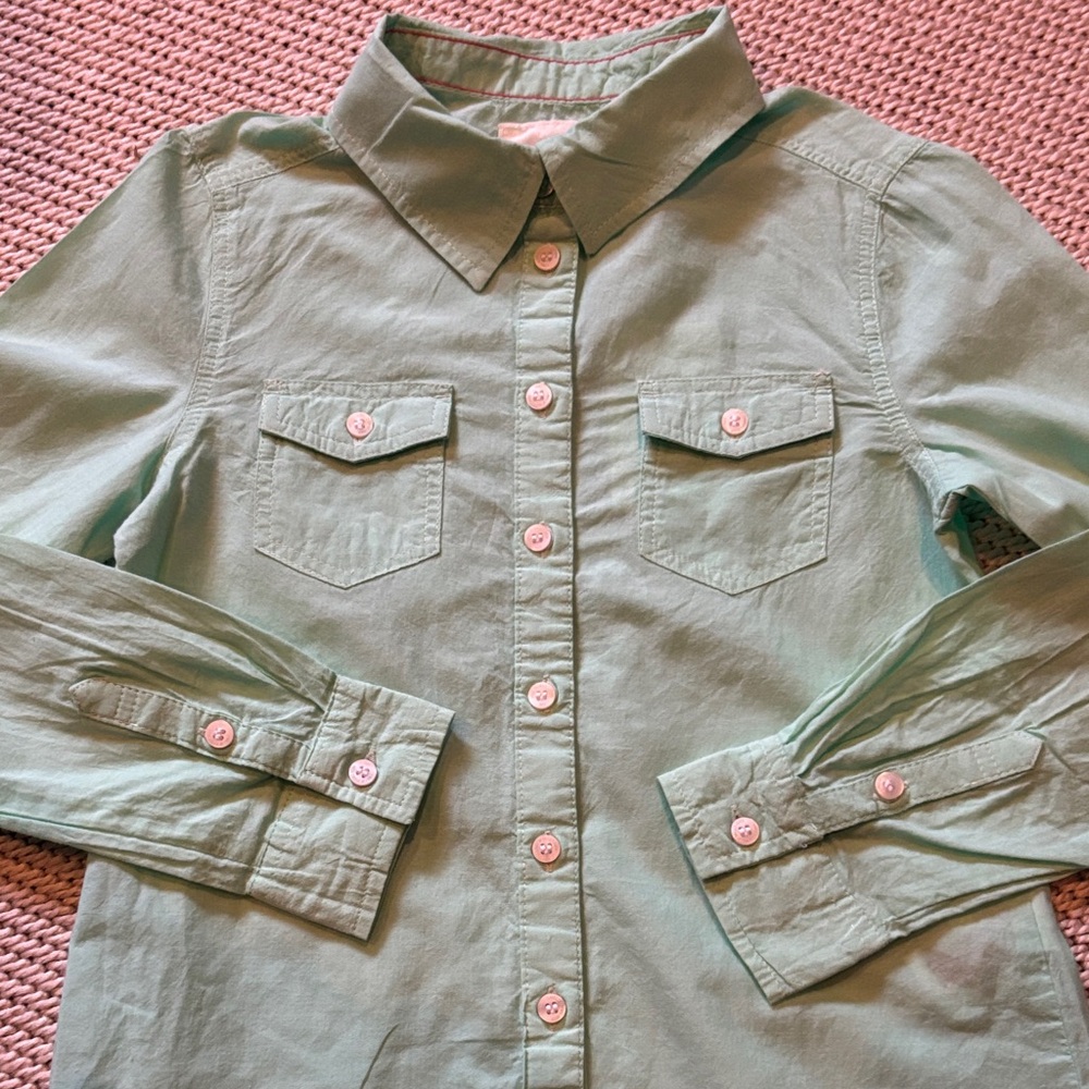 Shirt girls new size 8-9Y H&M cotton long sleeves pockets